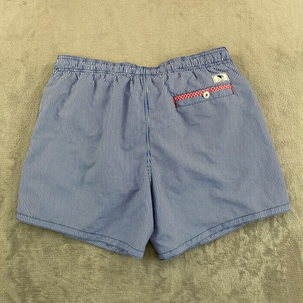 Ted Baker London‎ Swim Trunks Men 5 XL Blue Striped Mesh Lined Lobster Logo NWOT